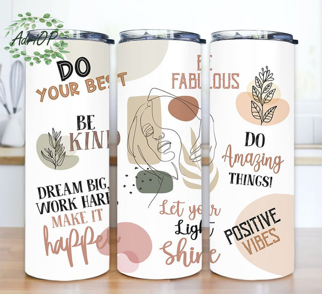 Be Fabulous Boho Inspiration 20oz Skinny Tumbler Sublimation Designs Tumbler PNG File Digital Download, Inspirational Tumbler, Line Art PNG Sublimation AdriOP 