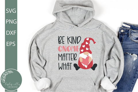 Be Kind Gnome Matter What SVG-Valentine Gnome SVG SVG Linden Valley Designs 
