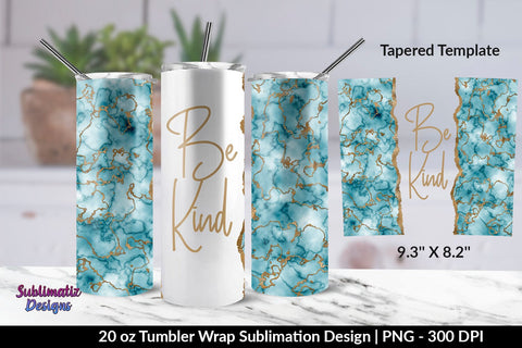 Be Kind Quote Blue Marble Tumbler Wrap Sublimation Design Sublimation Sublimatiz Designs 