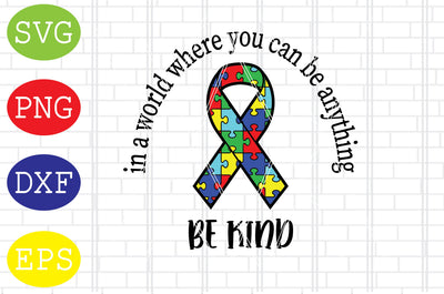 Be Kind Ribbon Puzzle Autism Svg, Autism Puzzle Svg, Autism Love Svg, Png, Eps, Dxf Files SVG DigitalSvgFiles 