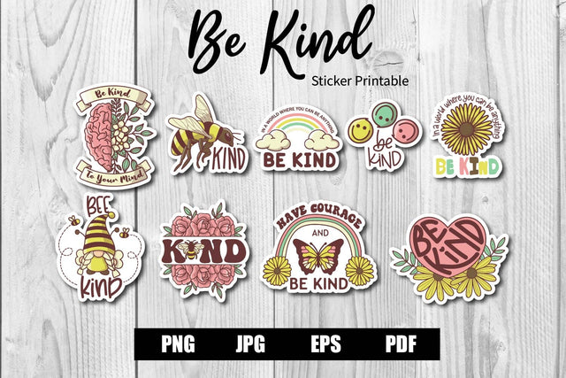 Be Kind Sticker Printable Bundle SVG dadan_pm 