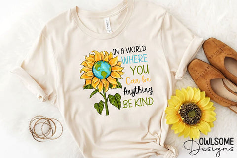 Be Kind Sunflower Sublimation PNG Sublimation Sublimation Owlsome.Designs 