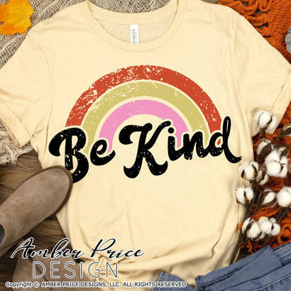 Be Kind SVG | Boho Rainbow SVG | Retro Kindness SVG PNG DXF | Rainbow Shirt SVG | Kid's Modern Vintage SVGs | Amber Price Design SVG Amber Price Design 