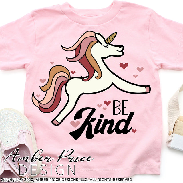 Be Kind SVG | Boho Unicorn SVG | Retro Valentine's Day SVG PNG DXF | Muted Rainbow Shirt SVG | Kid's Modern Valentine's SVGs | Amber Price Design SVG Amber Price Design 