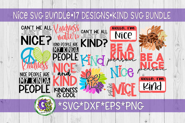 Be Kind SVG Bundle | Be Nice SVG Bundle SVG Greedy Stitches 