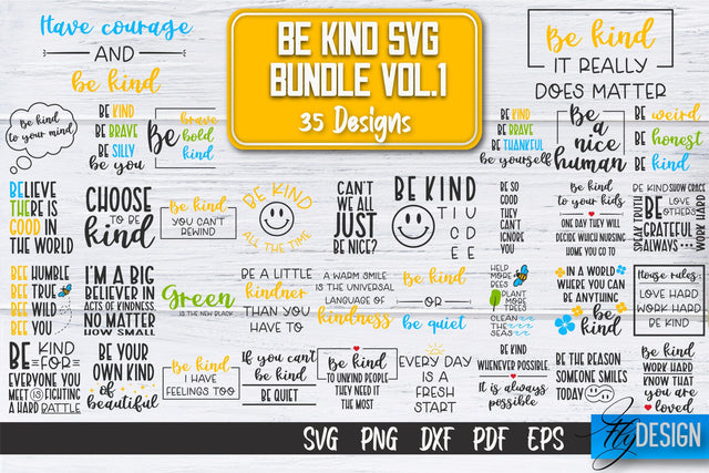 Be Kind SVG | Kindness Quotes SVG | Happy Design v.1 SVG Fly Design 