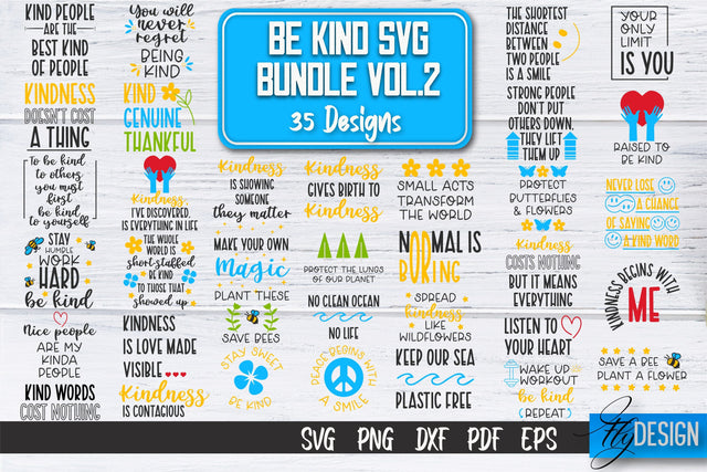 Be Kind SVG | Kindness Quotes SVG | Happy Design v.2 SVG Fly Design 