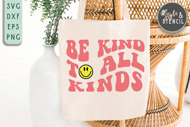 Be Kind to All Kinds | Be Kind SVG | Retro SVG Style and Stencil 