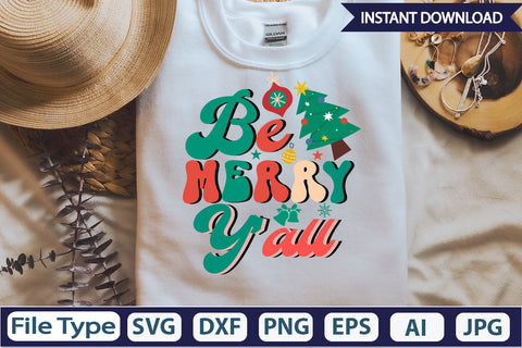 Be Merry Y'all Retro Sublimation Design Sublimation DesignPlante 503 