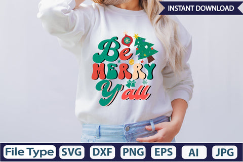 Be Merry Y'all Retro Sublimation Design Sublimation DesignPlante 503 