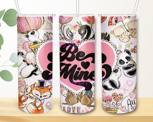 Be Mine 20oz Skinny Tumbler, Valentine Tumbler Png, Valentines Heart Design Png, Valentines Animal Tumber Wrap, Valentine Day Gift, Instant Download Sublimation sassyprint 