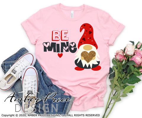 Be Mine SVG | Cute Valentine's Day SVG PNG DXF | Valentine's Gnome Shirt SVG | Kid's Valentine's SVGs | Amber Price Design SVG Amber Price Design 