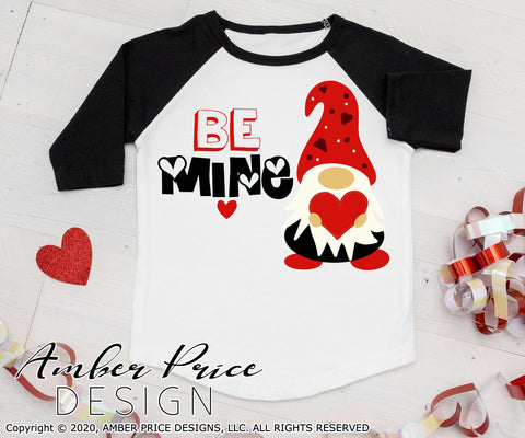 Be Mine SVG | Cute Valentine's Day SVG PNG DXF | Valentine's Gnome Shirt SVG | Kid's Valentine's SVGs | Amber Price Design SVG Amber Price Design 