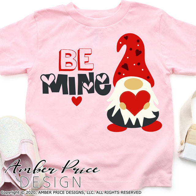 Be Mine SVG | Cute Valentine's Day SVG PNG DXF | Valentine's Gnome Shirt SVG | Kid's Valentine's SVGs | Amber Price Design SVG Amber Price Design 