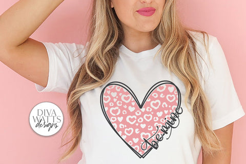 Be Mine SVG | Leopard Print Heart Design for Valentine's Day SVG Diva Watts Designs 