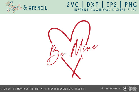 Be Mine SVG - Valentine Shirt SVG - Be Mine SVG Style and Stencil 