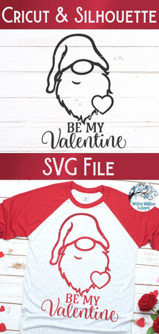 Be My Valentine Gnome Svg SVG Wispy Willow Designs 