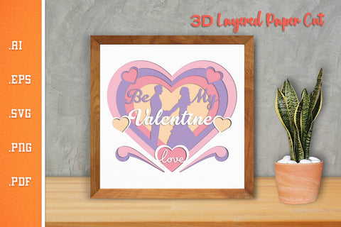 Be My Valentine Love 4 - 3D Layered Paper Cut SVG SVG Slim Studio 