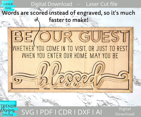 Be our Guest Laser cut file, Blessed sign svg SVG Trendy Designs Online 