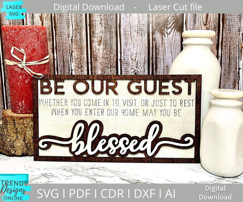 Be our Guest Laser cut file, Blessed sign svg SVG Trendy Designs Online 