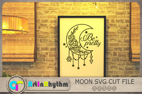 Be pretty Svg, Crescent Moon Svg, Moon with roses Svg, Celestial Svg SVG Artinrhythm shop 