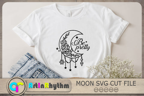 Be pretty Svg, Crescent Moon Svg, Moon with roses Svg, Celestial Svg SVG Artinrhythm shop 