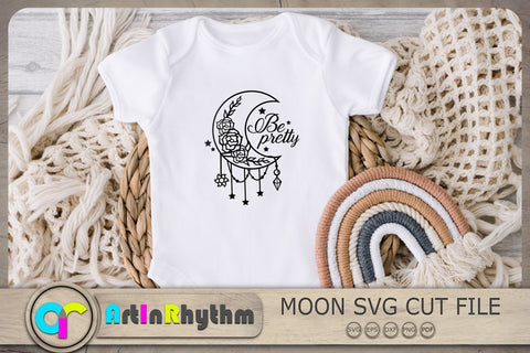 Be pretty Svg, Crescent Moon Svg, Moon with roses Svg, Celestial Svg SVG Artinrhythm shop 