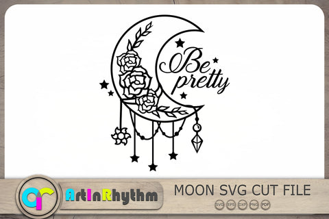 Be pretty Svg, Crescent Moon Svg, Moon with roses Svg, Celestial Svg SVG Artinrhythm shop 