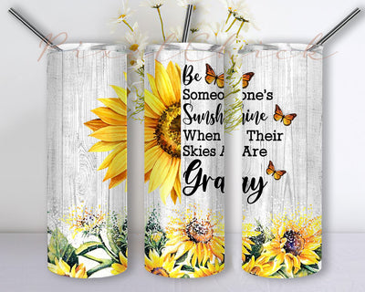 Be Someone’s Sunshine when Their Skies Are Gray Sunflower White Wood 20oz Skinny Tumbler Sublimation Designs Sublimation PixelChick 