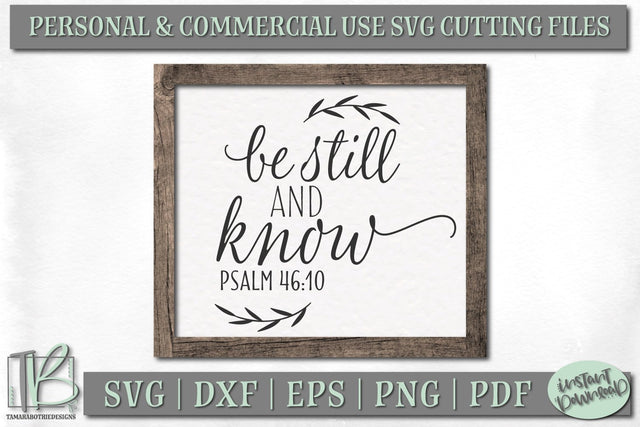 Be Still and Know SVG File, Bible Verse Wood Sign Cut File SVG TB Designs 