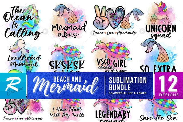 Beach And Mermaid Sublimation Bundle Sublimation Regulrcrative 