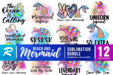 Beach And Mermaid Sublimation Bundle Sublimation Regulrcrative 