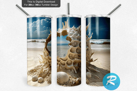 Beach Art 20 oz / 30 oz Tumbler PNG Sublimation Regulrcrative 