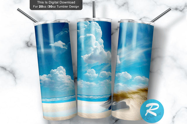 Beach Art sky 20 oz / 30 oz Tumbler PNG Sublimation Regulrcrative 
