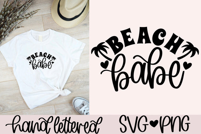 Beach babe svg, beach life svg, summer shirt svg, hand lettered svg, beach vibes svg, beach lover svg, beach vacation svg, beach shirt svg SVG AnitaAlyiaLettering 