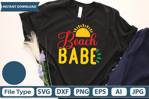 Beach Babe Svg Cut File,SVGs,quotes-and-sayings,food-drink,mini-bundles,print-cut,on-sale, SVG DesignPlante 503 