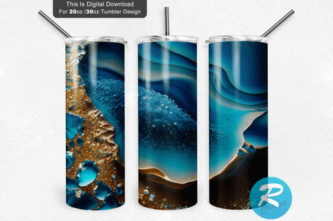 Beach Blue Agate 20 oz / 30 oz Tumbler PNG Sublimation Regulrcrative 