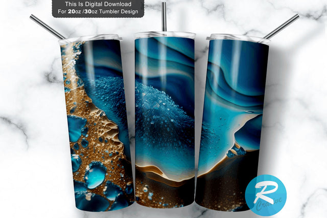 Beach Blue Agate 20 oz / 30 oz Tumbler PNG Sublimation Regulrcrative 