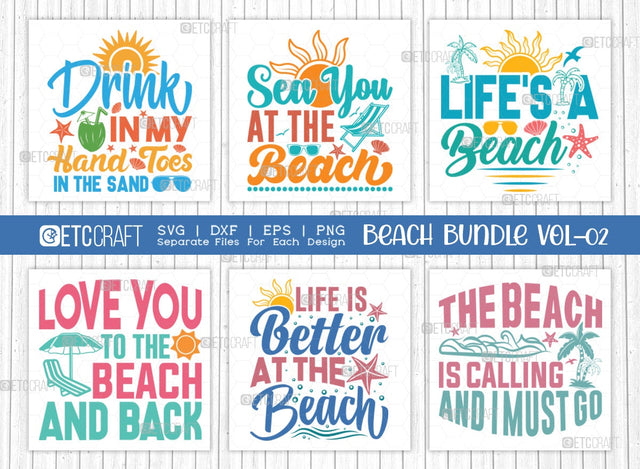 Beach Bundle Vol-02 SVG Cut File | Beach Svg | Sea You At The Beach Svg | Lifes A Beach Svg | Beaches Booze And Besties Svg | Life Is Better At The Beach Svg | Love You To The Beach And Back Svg | Quote Design SVG ETC Craft 
