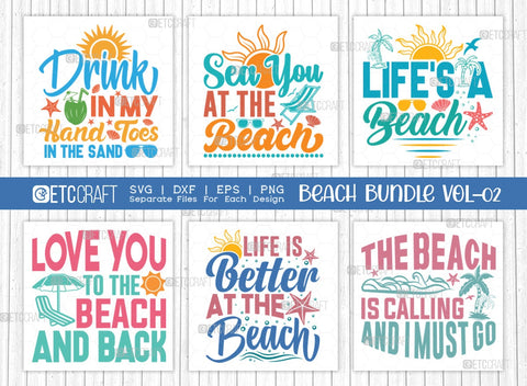 Beach Bundle Vol-02 SVG Cut File | Beach Svg | Sea You At The Beach Svg | Lifes A Beach Svg | Beaches Booze And Besties Svg | Life Is Better At The Beach Svg | Love You To The Beach And Back Svg | Quote Design SVG ETC Craft 