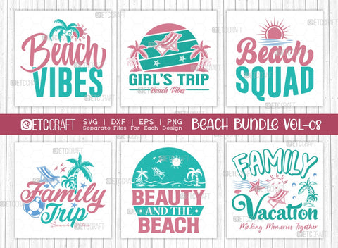 Beach Bundle Vol-08 SVG Cut File | Vacay Mode Svg | Beach Vibes Svg | Girl's Trip Svg | Beach Squad Svg | Family Trip Svg | Beauty And The Beach Svg | Family vacation Svg | Quote Design SVG ETC Craft 