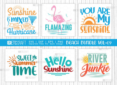 Beach Bundle Vol-09 SVG Cut File | Beach Life Svg | Be Flamazing Svg | You Are My Sunshine Svg | Sweet Summer Time Svg | Hello Sunshine Svg | River Junkie Svg | Quote Design SVG ETC Craft 