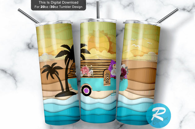 Beach Camper 20 oz / 30 oz Skinny Tumbler Sublimation Regulrcrative 