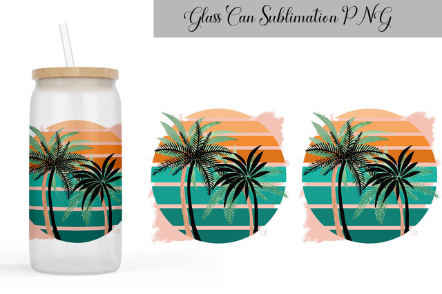 Beach Can Glass Wrap Sublimation WatercolorColorDream 