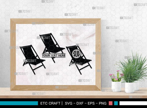 Beach Chair Monogram, Beach Chair Silhouette, Beach Chair SVG, Deck Chair Svg, Lounge Chair Svg, Adirondack Chair Svg, Outdoor Chair Svg, SB00465 SVG ETC Craft 