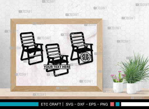 Beach Chair Monogram, Beach Chair Silhouette, Beach Chair SVG, Deck Chair Svg, Lounge Chair Svg, Adirondack Chair Svg, Outdoor Chair Svg, SB00465 SVG ETC Craft 