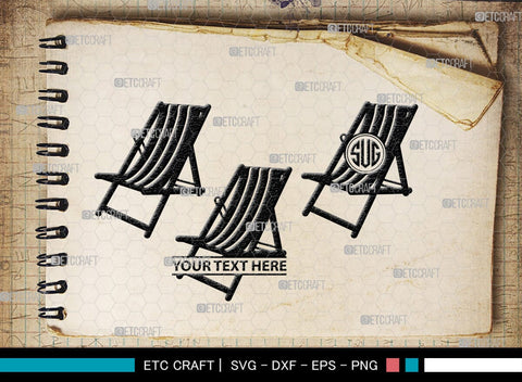 Beach Chair Monogram, Beach Chair Silhouette, Beach Chair SVG, Deck Chair Svg, Lounge Chair Svg, Adirondack Chair Svg, Outdoor Chair Svg, SB00465 SVG ETC Craft 