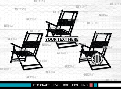 Beach Chair Monogram, Beach Chair Silhouette, Beach Chair SVG, Deck Chair Svg, Lounge Chair Svg, Adirondack Chair Svg, Outdoor Chair Svg, SB00465 SVG ETC Craft 