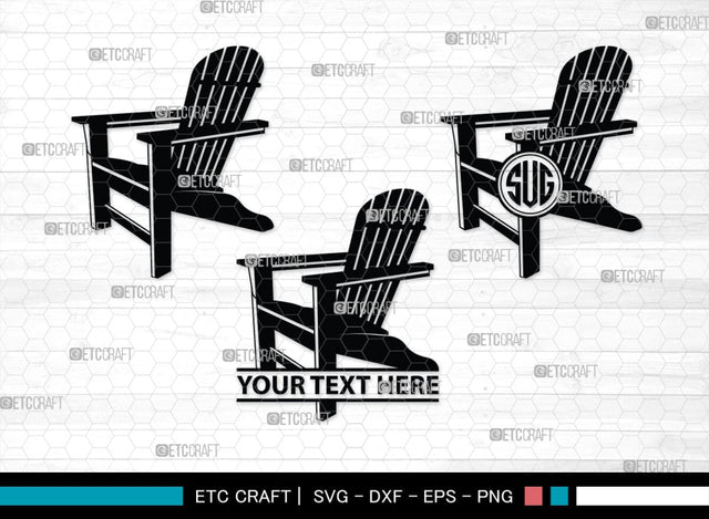 Beach Chair Monogram, Beach Chair Silhouette, Beach Chair SVG, Deck Chair Svg, Lounge Chair Svg, Adirondack Chair Svg, Outdoor Chair Svg, SB00465 SVG ETC Craft 