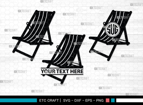 Beach Chair Monogram, Beach Chair Silhouette, Beach Chair SVG, Deck Chair Svg, Lounge Chair Svg, Adirondack Chair Svg, Outdoor Chair Svg, SB00465 SVG ETC Craft 